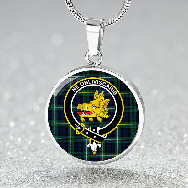 Campbell of Argyll Modern 2 Clan Badge Tartan Classic Circle Necklace