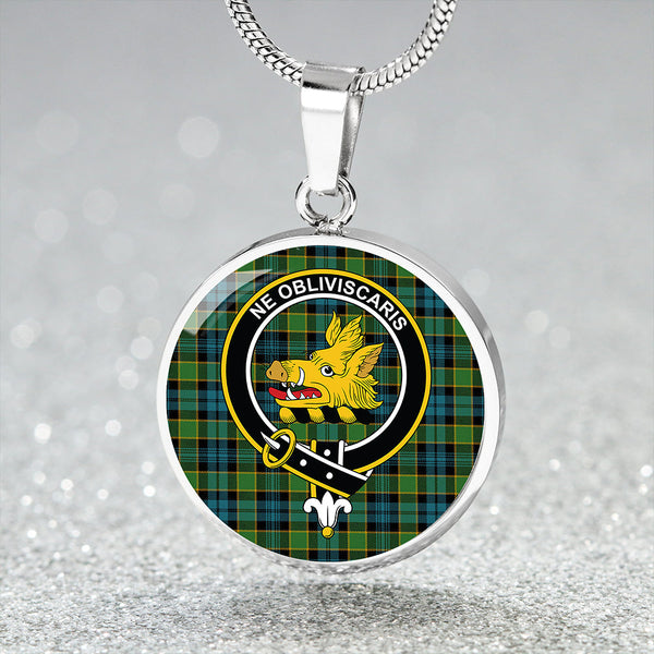 Campbell of Breadalbane Ancient 2 Clan Badge Tartan Classic Circle Necklace