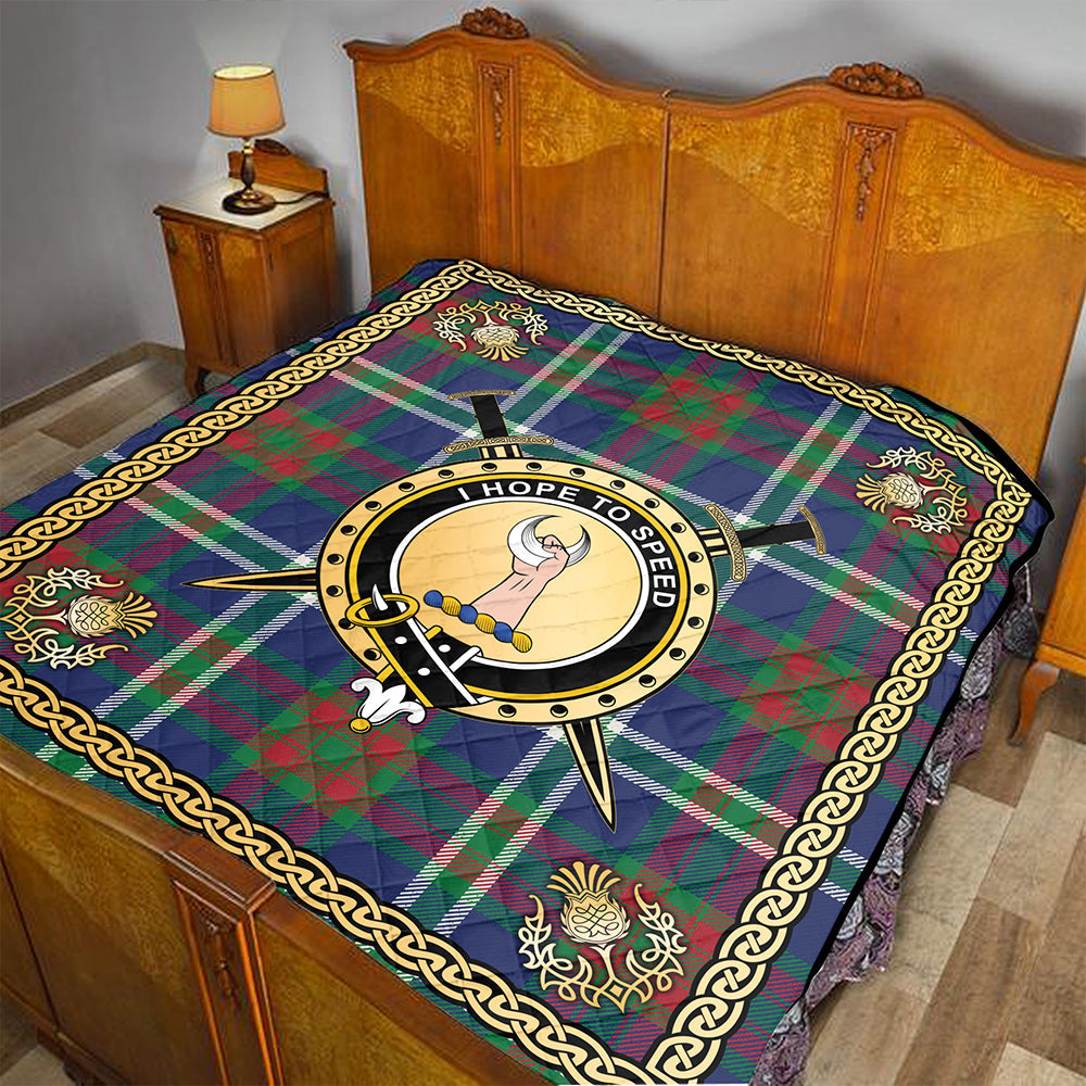 MacLeod of Harris Modern Tartan Crest Premium Quilt - Celtic Thistle Style