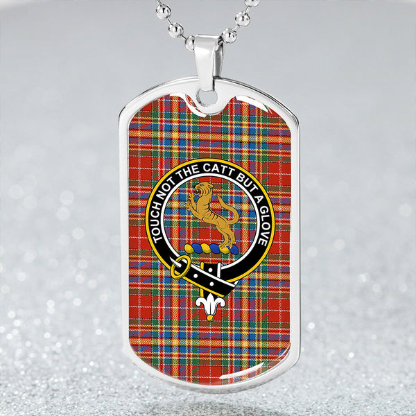 Chattan Chief Ancient Clan Badge Classic Tartan Dog Tag Necklace