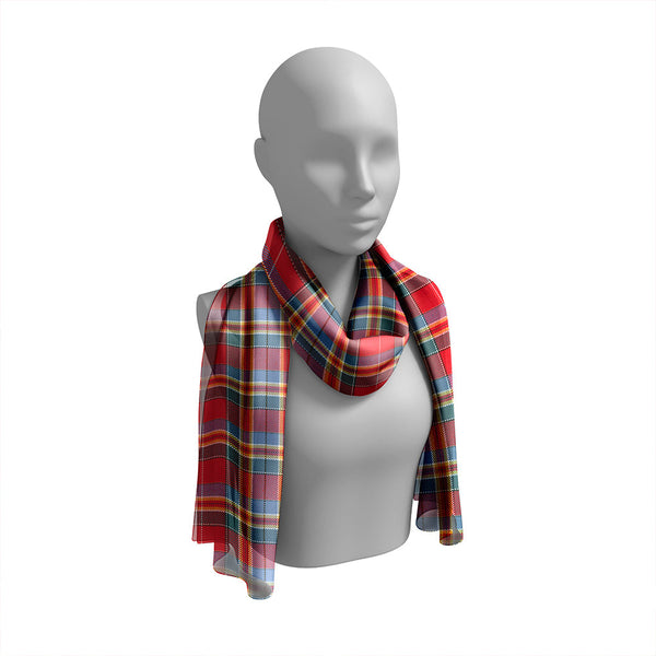 Chattan Chief Weathered Tartan Classic Silk Habotai Long Scarf
