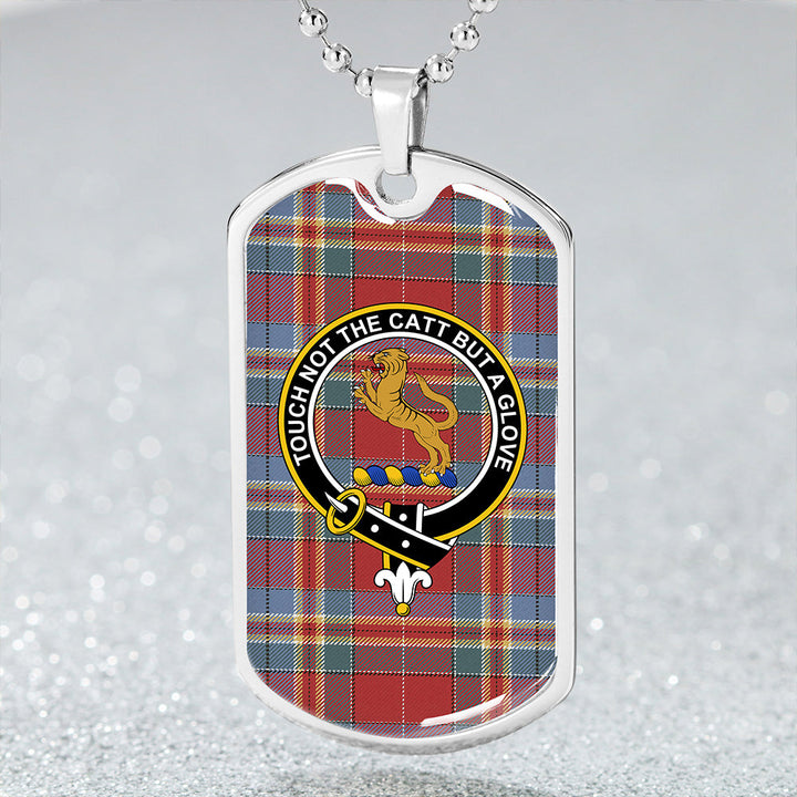 Chattan Chief Weathered Clan Badge Classic Tartan Dog Tag Necklace