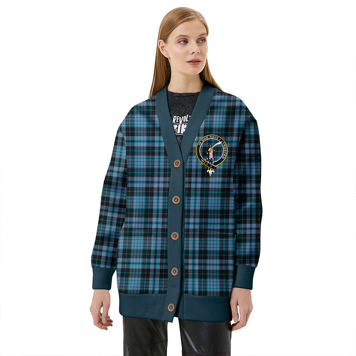 Clark (Clergy) Ancient Clan Badge Tartan V-neck Cardigan