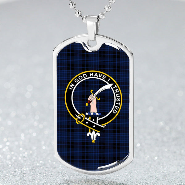 Clark (Clergy) Modern Clan Badge Classic Tartan Dog Tag Necklace
