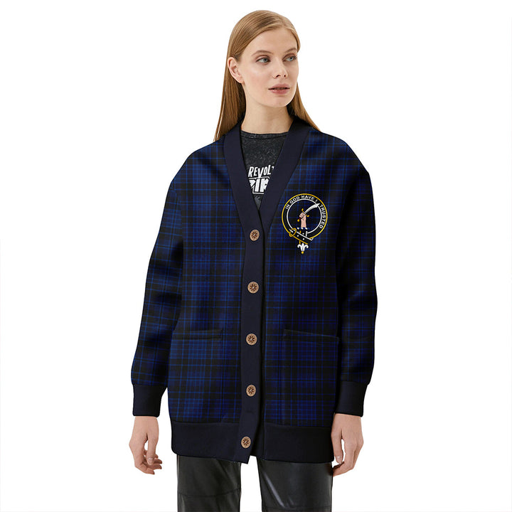 Clark (Clergy) Modern Clan Badge Tartan V-neck Cardigan