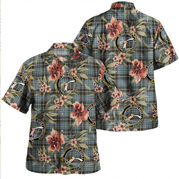 Clark (Clergy) Weathered Clan Badge Tartan Aloha Hawaiian Shirt Tropical Old Style