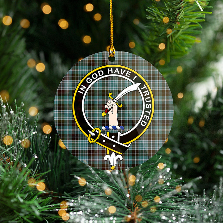 Clark (Clergy) Weathered Clan Badge Tartan Plastic Christmas Ornaments