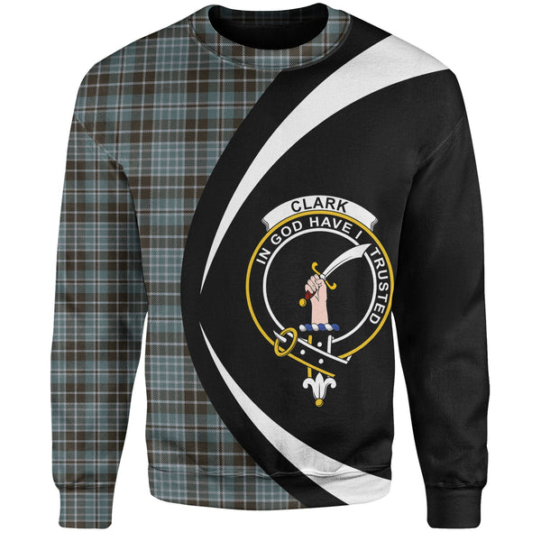Clark (Clergy) Weathered Clan Badge Tartan Sweatshirt Circle Style Personalized