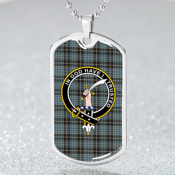 Clark (Clergy) Weathered Clan Badge Classic Tartan Dog Tag Necklace