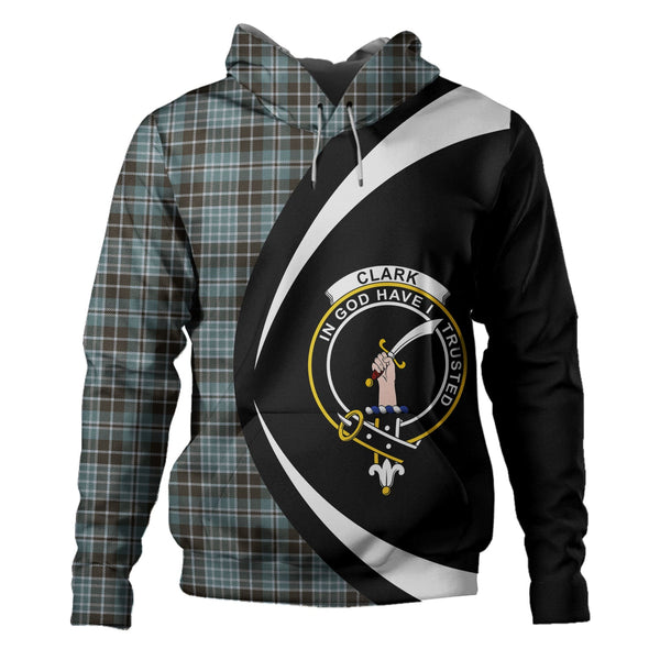 Clark (Clergy) Weathered Clan Badge Tartan Hoodie Circle Style