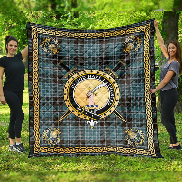 Clark (Clergy) Weathered Clan Badge Tartan Premium Quilt Celtic Shield