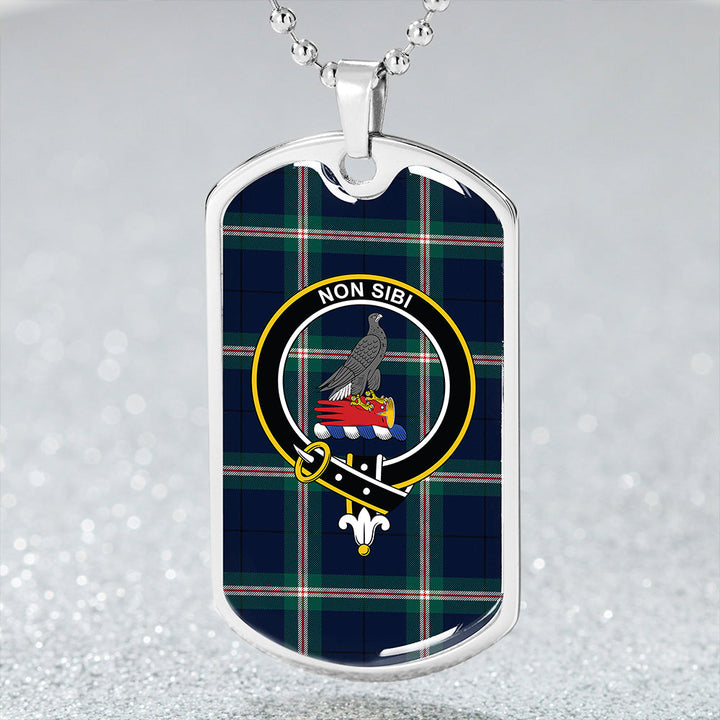 Cleland Modern Clan Badge Classic Tartan Dog Tag Necklace