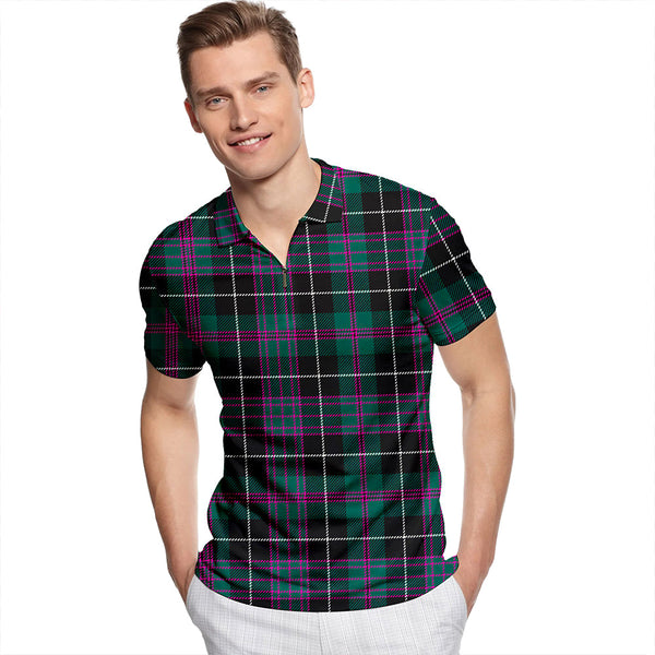 Clergy Episcopal Modern Tartan Classic Lapel Zip Short Sleeve Polo
