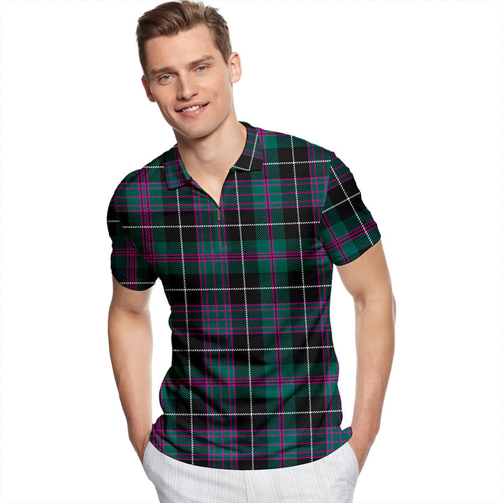 Clergy Episcopal Modern Tartan Classic Lapel Zip Short Sleeve Polo