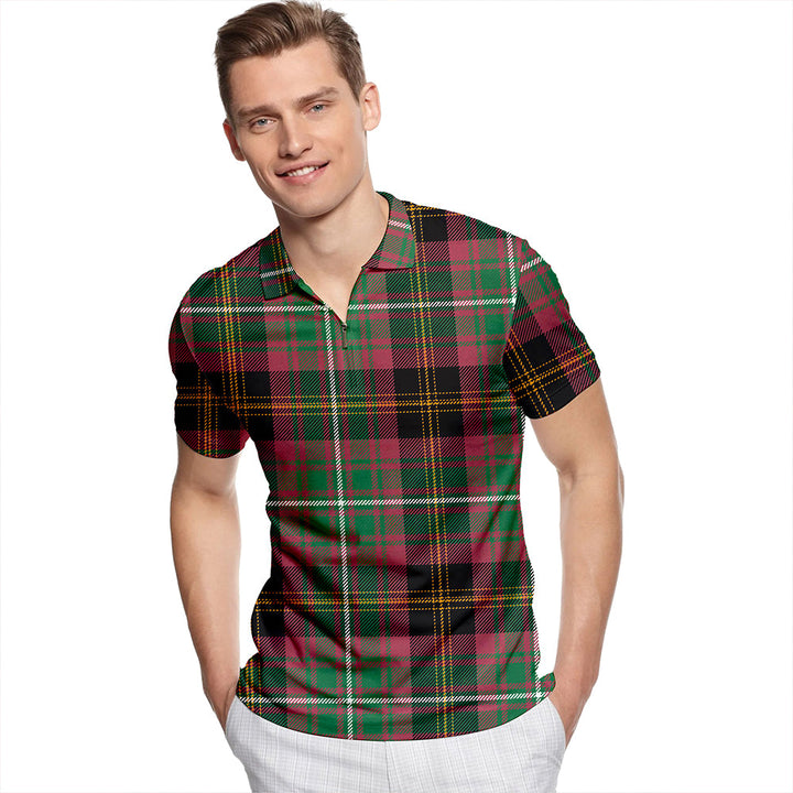 Clergy of Ulva New Ancient Tartan Classic Lapel Zip Short Sleeve Polo