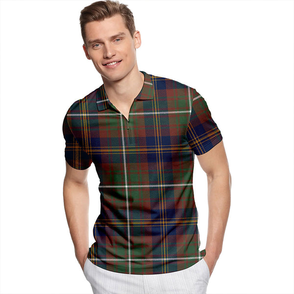 Clergy of Ulva New Modern Tartan Classic Lapel Zip Short Sleeve Polo