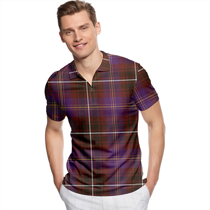 Clergy of Ulva New Weathered Tartan Classic Lapel Zip Short Sleeve Polo