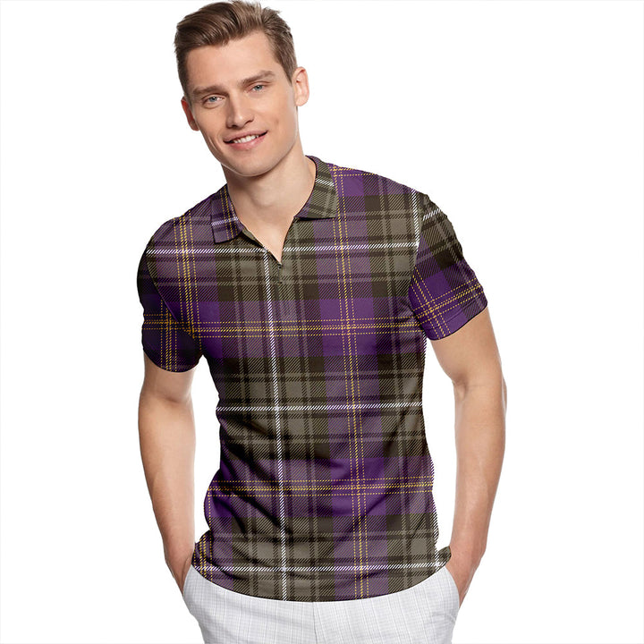 Clergy of Ulva Weathered Tartan Classic Lapel Zip Short Sleeve Polo