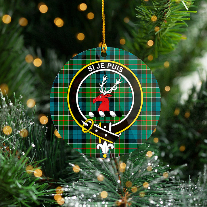 Colquhoun (Cowans) Ancient Clan Badge Tartan Plastic Christmas Ornaments