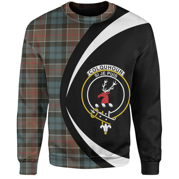 Colquhoun (Cowans) Weathered Clan Badge Tartan Sweatshirt Circle Style Personalized