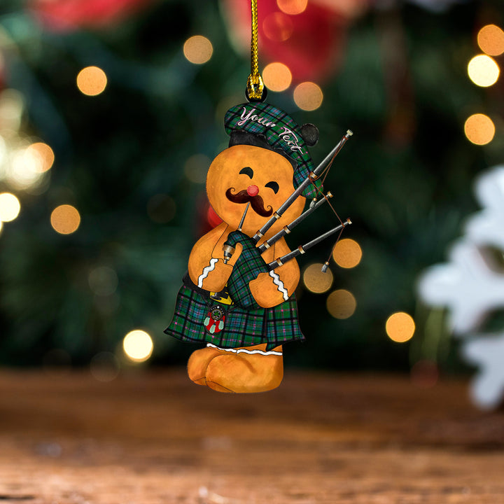 Cooper Ancient Clan Badge Tartan Wood Acrylic Ornament Gingerbread Bagpipe Personalized