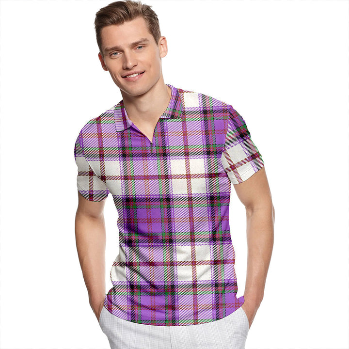 Cooper Dress Ancient Tartan Classic Lapel Zip Short Sleeve Polo