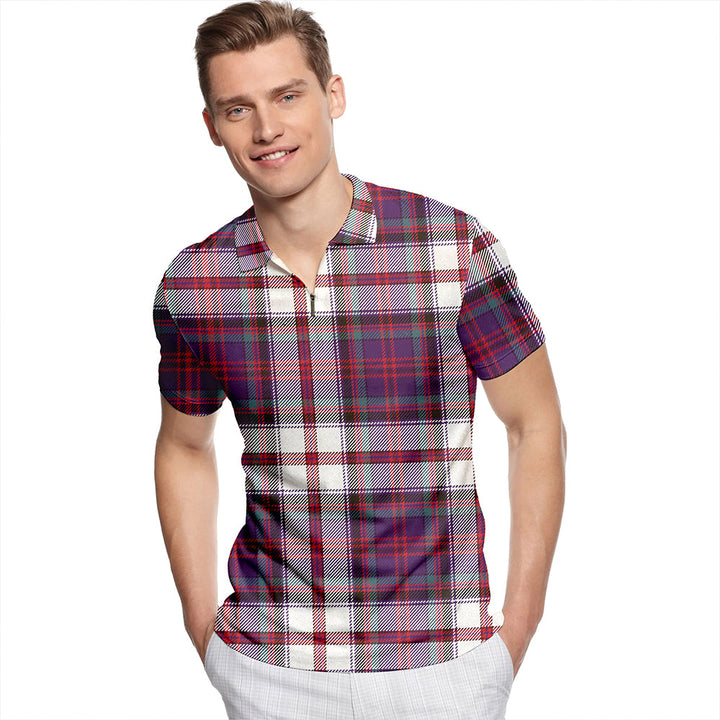 Cooper Dress #2 Weathered Tartan Classic Lapel Zip Short Sleeve Polo
