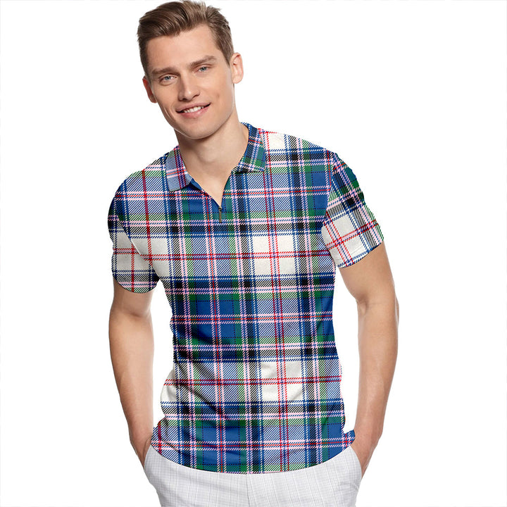 Cooper Dress #3 Modern Tartan Classic Lapel Zip Short Sleeve Polo