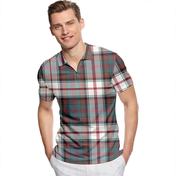 Cooper Dress #3 Weathered Tartan Classic Lapel Zip Short Sleeve Polo