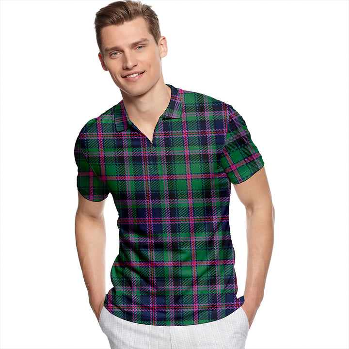 Cooper Modern Tartan Classic Lapel Zip Short Sleeve Polo