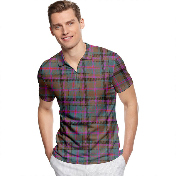 Cooper Weathered Tartan Classic Lapel Zip Short Sleeve Polo