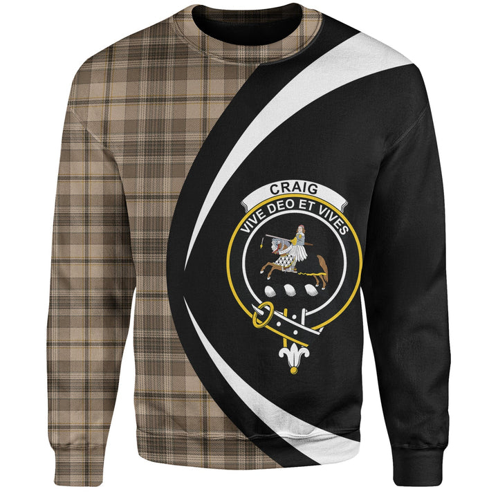 Craig (Craigie) Weathered Clan Badge Tartan Sweatshirt Circle Style Personalized