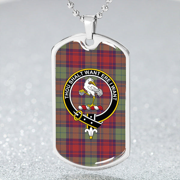 Cranston Dress Weathered Clan Badge Classic Tartan Dog Tag Necklace