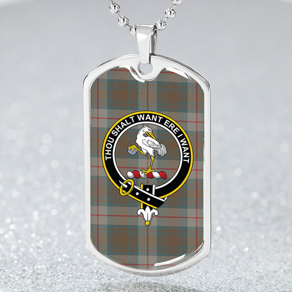 Cranston Weathered Clan Badge Classic Tartan Dog Tag Necklace