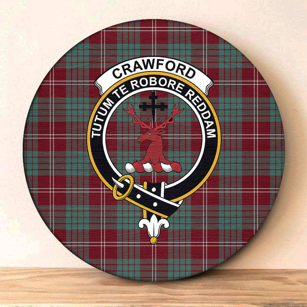 Crawford Ancient Tartan Crest Black Garden Flag - Gold Thistle Style
