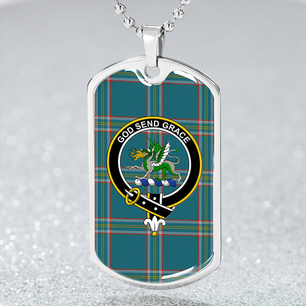 Crichton (Creighton) Ancient Clan Badge Classic Tartan Dog Tag Necklace