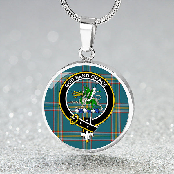 Crichton (Creighton) Ancient Clan Badge Tartan Classic Circle Necklace