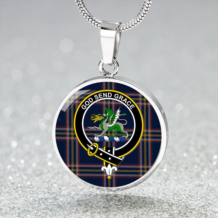 Crichton (Creighton) Modern Clan Badge Tartan Classic Circle Necklace