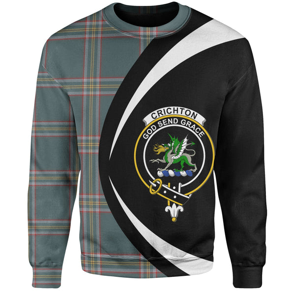 Crichton (Creighton) Weathered Clan Badge Tartan Sweatshirt Circle Style Personalized