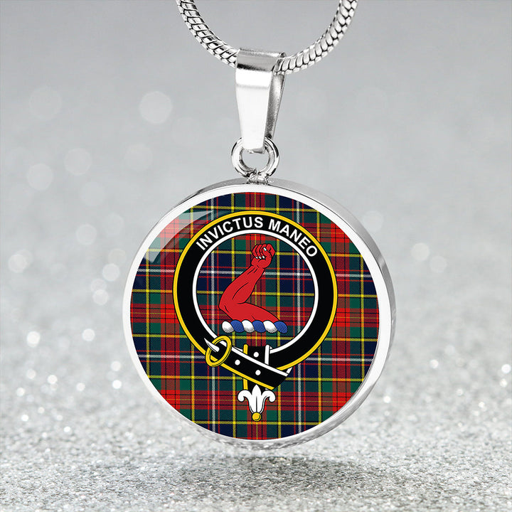 Crozier Modern Clan Badge Tartan Classic Circle Necklace