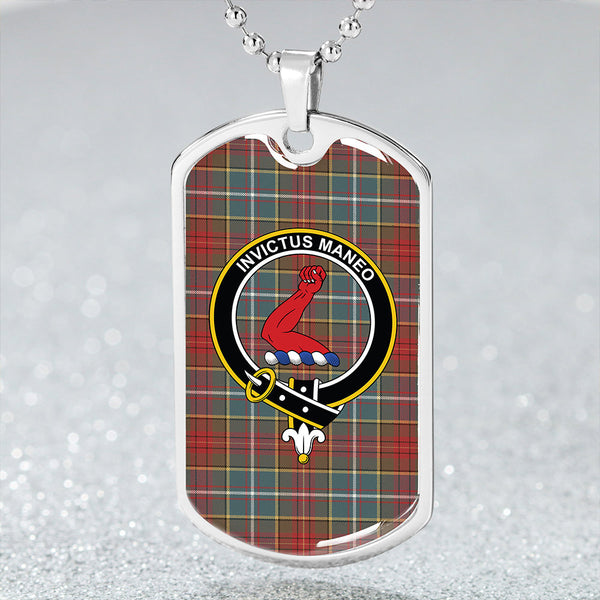Crozier Weathered Clan Badge Classic Tartan Dog Tag Necklace