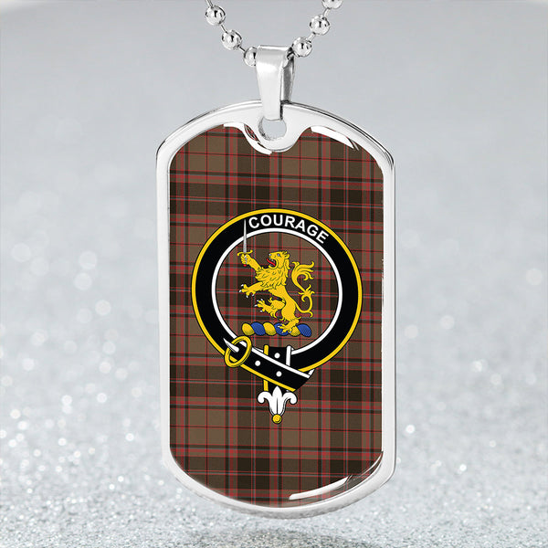 Cumming Hunting (Cumming Glenorchy) Weathered Clan Badge Classic Tartan Dog Tag Necklace