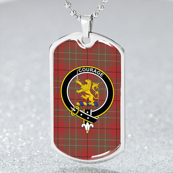 Cumming (MacAulay #2) Weathered Clan Badge Classic Tartan Dog Tag Necklace