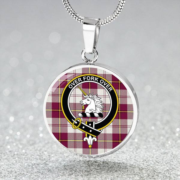 Cunningham Dress Burgundy Clan Badge Tartan Classic Circle Necklace