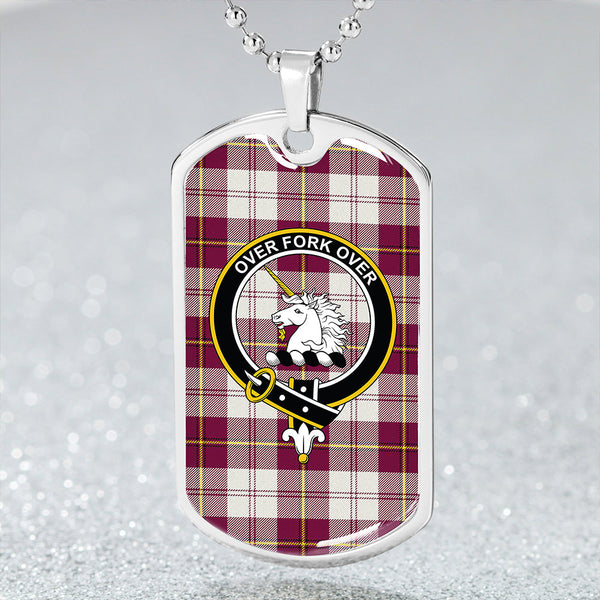 Cunningham Dress Burgundy Clan Badge Classic Tartan Dog Tag Necklace