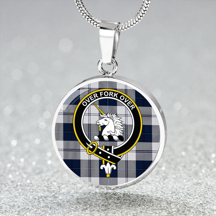 Cunningham Dress Dance Blue Clan Badge Tartan Classic Circle Necklace