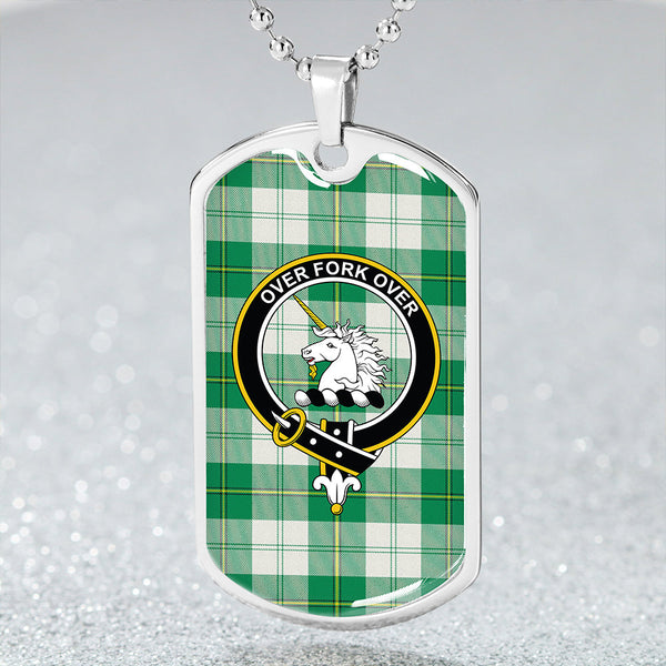 Cunningham Dress Green Clan Badge Classic Tartan Dog Tag Necklace