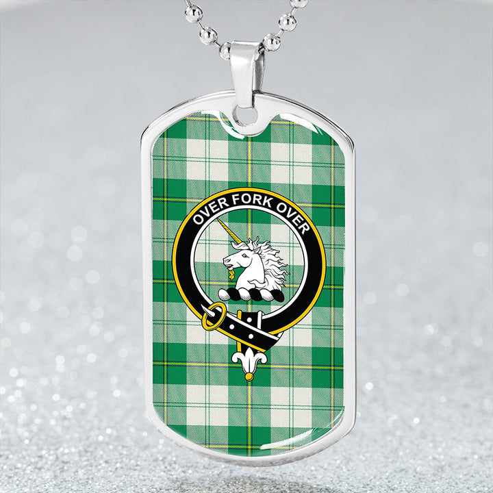 Cunningham Dress Green Clan Badge Classic Tartan Dog Tag Necklace