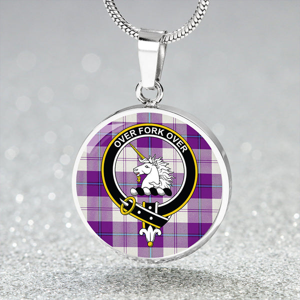 Cunningham Dress Purple Clan Badge Tartan Classic Circle Necklace