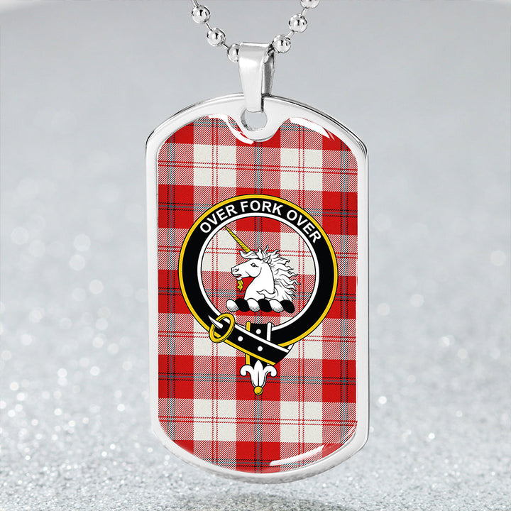 Cunningham Dress Red Clan Badge Classic Tartan Dog Tag Necklace